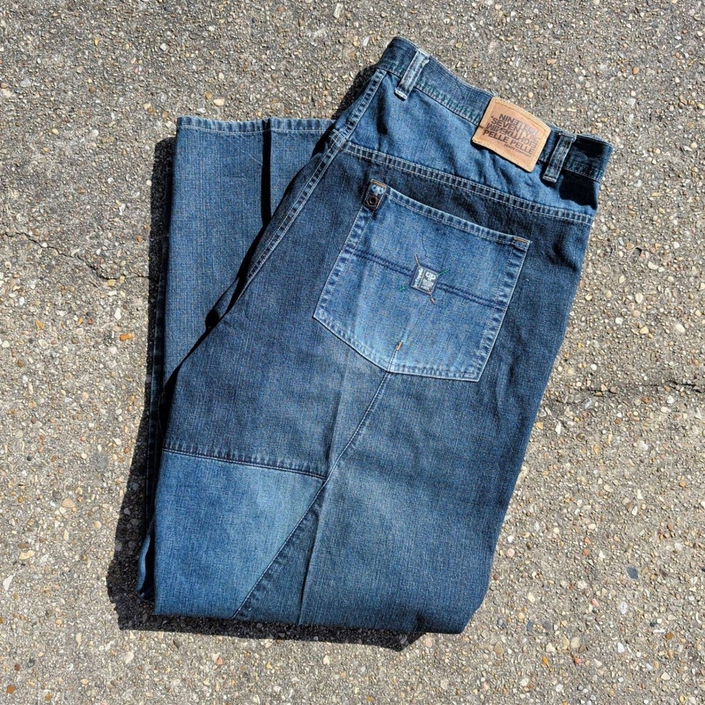 Pelle Pelle Baggy Jeans Mens 48x34 Blue Paneled Patch 1978 Denim Marc Buchanan